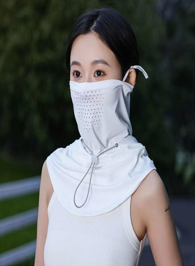 BSYLOO Women's UV Protection Balaclava Hat with Neck Guard & Face Mask for Cycling, Travel & Outdoor Activities White - Image 2
